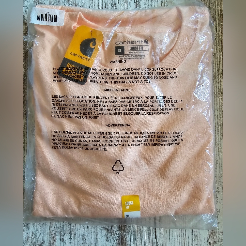 Mens XL Carhartt Long Sleeve Shirt Loose Fit NWT Peach